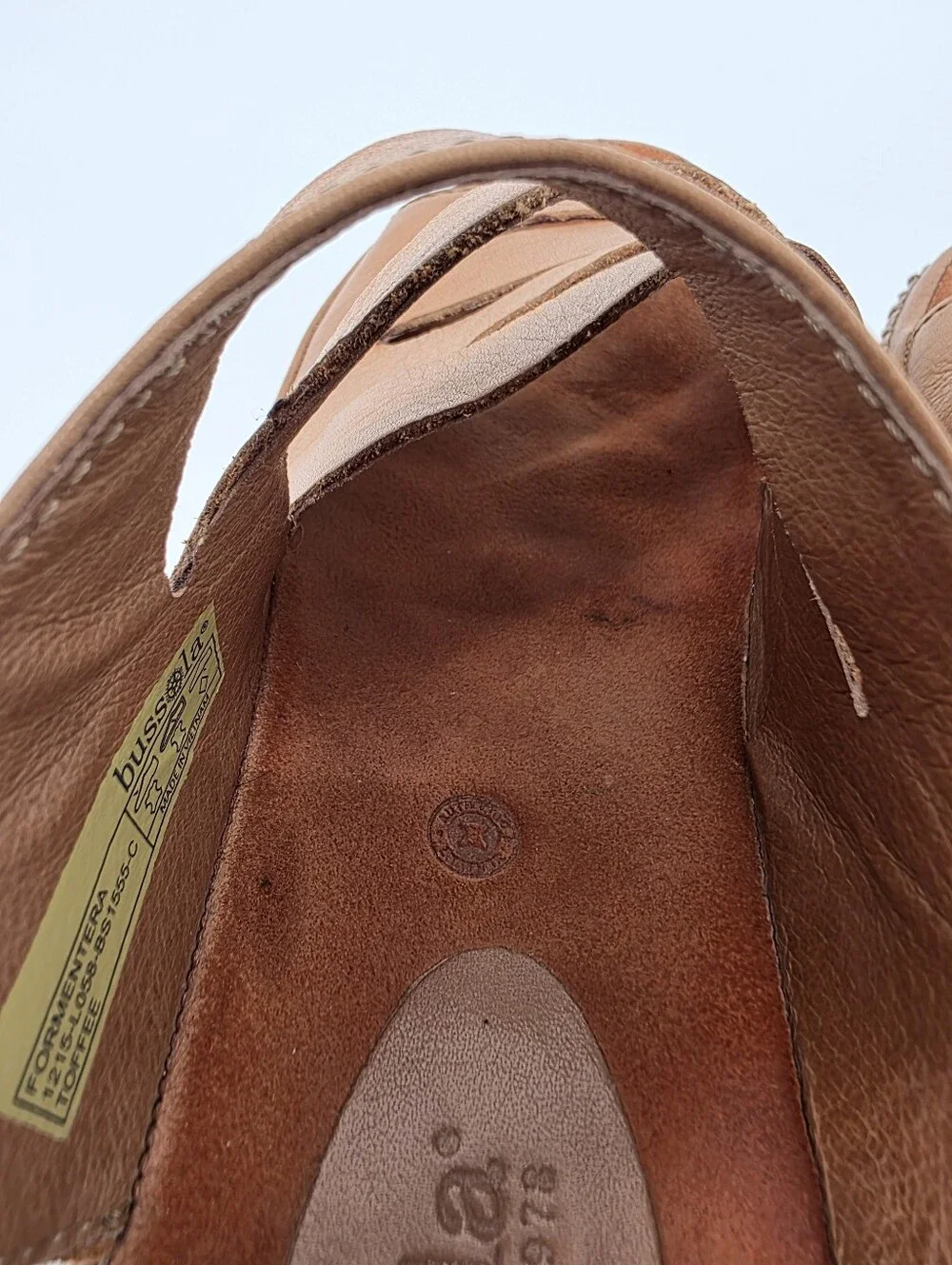 Bussola Formentera Toffee Leather Cork Wedge Sandals, Sz 40